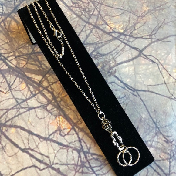 Rose & Rings Silver Tone Necklace - Picture 3 of 3